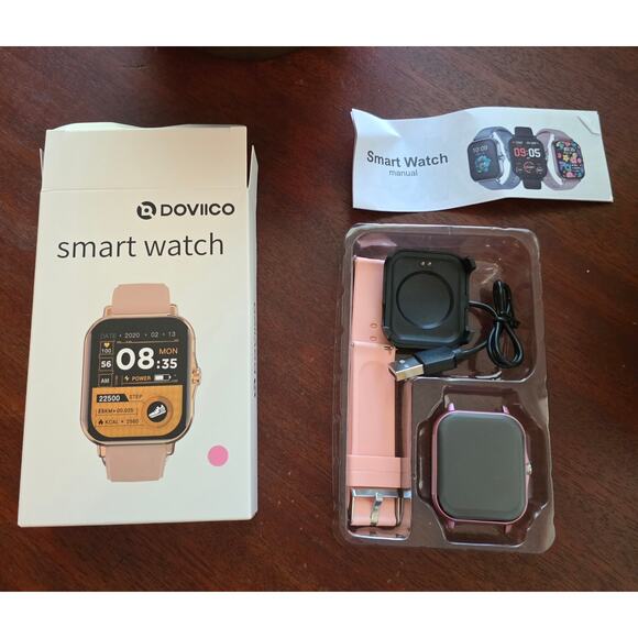 Doviico Smart Watch Pink-Touchscreen Fitness Tracker Make/Receive Calls NEW - Picture 1 of 9